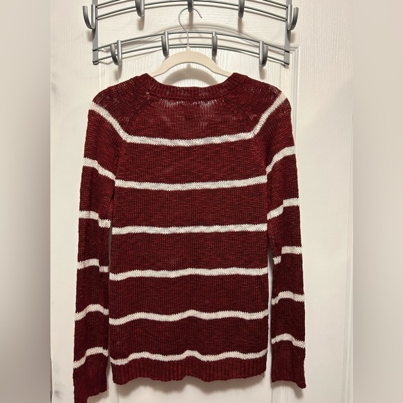 U.S. POLO ASSN. Red and White Stripe Sweater women’s large v neck pullover - Picture 16 of 16